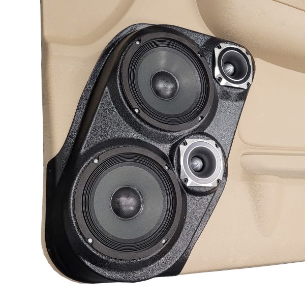 left ortho Speaker Upgrade for the Front Door of your 2007-2009 Chevrolet Tahoe, Suburban, Avalanche, Silverado. GMC Yukon, Sierra. Cadillac Escalade. Easy installation of a Dual 6.5" Midrange and Dual 3.5" Super Tweeter for the most powerful car stereo possible.