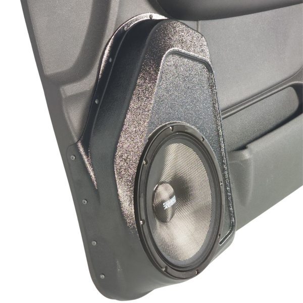 left ortho Speaker Upgrade for the Front Door of your 2007-2009 Chevrolet Tahoe, Suburban, Avalanche, Silverado. GMC Yukon, Sierra. Cadillac Escalade. Easy installation of a Single 10" Midrange for the most powerful car stereo possible.