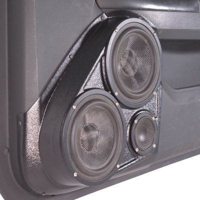 Front Door Custom Speaker Pods for the 2008-2010 Dodge Charger to hold Dual 6.5 in and 3.5 in speakers for car audio installation upgrade