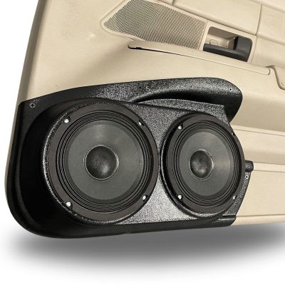 Front Door Custom Speaker Pods for the 2003-2008 Ford CrownVictoria Mercury GrandMarquis Marauder to hold Dual 6.5 in speakers for car audio installation upgrade