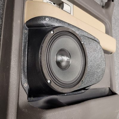 Rear Door Custom Speaker Pods for the 2009-2014 Ford F-150 to hold 8.0 in speakers for car audio installation upgrade