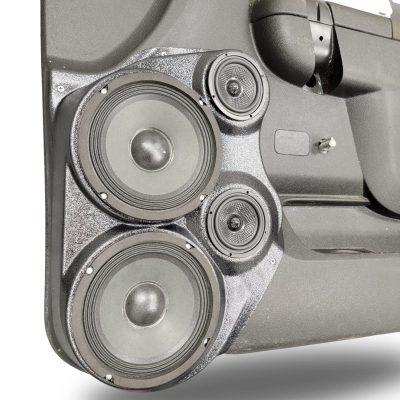Front Door Custom Speaker Pods for the 2010-2013 Chevrolet Silverado GMC Sierra to hold Dual 6.5 in and Dual 3.5 in speakers for car audio installation upgrade