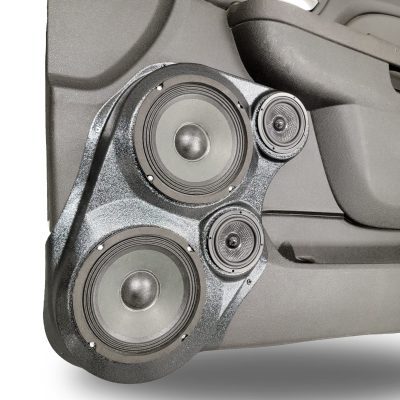 Front Door Custom Speaker Pods for the 2007-2009 Cadillac Escalade Chevrolet Avalanche Tahoe Silverado Suburban GMC Yukon Sierra to hold Dual 6.5 in and Dual 3.5 in speakers for car audio installation upgrade