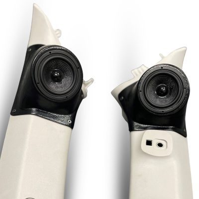 A-Pillar Custom Speaker Pods for the 2010-2023 Toyota 4Runner to hold 3.5 in speakers for car audio installation upgrade