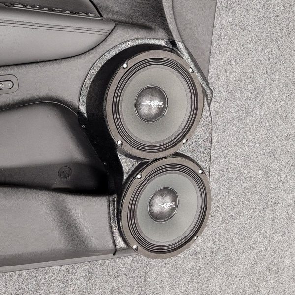 Front Door Custom Speaker Pods for the 2011-2023 Dodge Durango Jeep GrandCherokee to hold Dual 8.0 in speakers for car audio installation upgrade