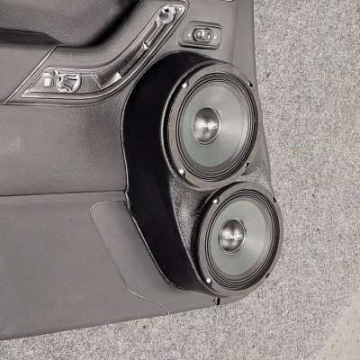 Front Door Custom Speaker Pods for the 2011-2017 Jeep Wrangler to hold Dual 6.5 in speakers for car audio installation upgrade