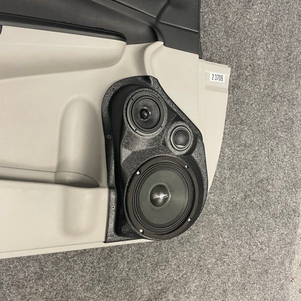 left ortho Speaker Upgrade for the Front Door of your 2012-2017 Toyota Camry. Easy installation of a 6.5" Three Way Speaker System for the most powerful car stereo possible.