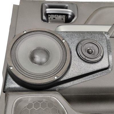 Rear Door Custom Speaker Pods for the 2014-2018 Chevrolet Silverado GMC Sierra to hold 8.0 in and 3.5 in speakers for car audio installation upgrade