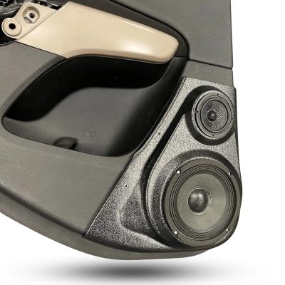 Rear Door Custom Speaker Pods for the 2014-2023 Jeep Cherokee to hold 6.5 in and 3.5 in speakers for car audio installation upgrade