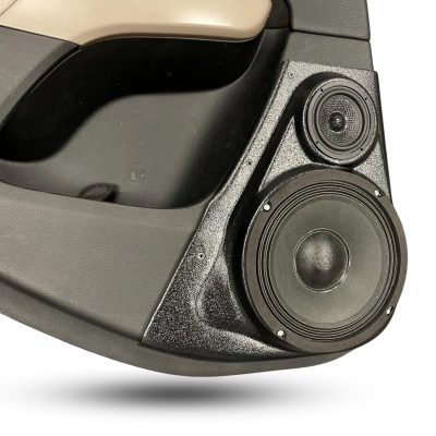 Rear Door Custom Speaker Pods for the 2014-2023 Jeep Cherokee to hold 8.0 in and 3.5 in speakers for car audio installation upgrade