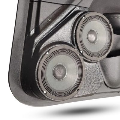 Front Door Custom Speaker Pods for the 2015-2023 Dodge Challenger to hold Dual 6.5 in speakers for car audio installation upgrade