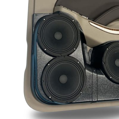 Rear Door Custom Speaker Pods for the 2015-2020 Chevrolet Suburban Chevrolet Tahoe GMC Yukon to hold Dual 8.0 in speakers for car audio installation upgrade