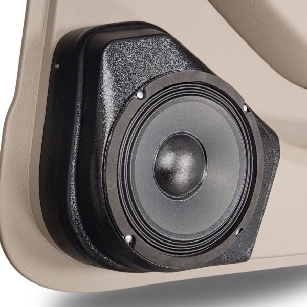 left ortho Speaker Upgrade for the Rear Door of your 2015-2020 Chevrolet Tahoe, Suburban, GMC Yukon. Easy installation of a Single 8" Midrange for the most powerful car stereo possible.