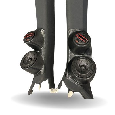 A-Pillar Custom Speaker Pods for the 2015-2021 Lexus RC to hold 3.5 in and 2.0 in speakers for car audio installation upgrade