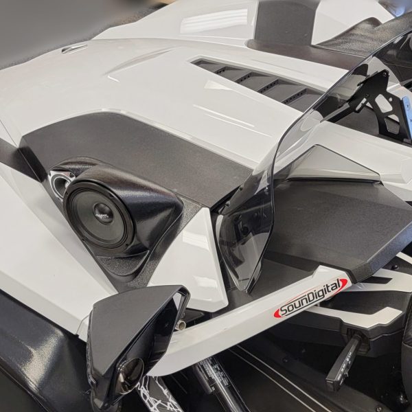 left ortho Speaker Upgrade for the Hood of your 2015-2021 Polaris Slingshot. Easy installation of a 6.5" and 3.5" Midrange or Tweeter for the most powerful car stereo possible.