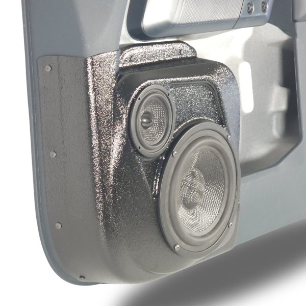 left ortho Speaker Upgrade for the Front Door of your 2022-2024 Ford Maverick. Easy installation of a 6.5" and 3.5" Midrange or Tweeter for the most powerful car stereo possible.