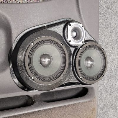 Front Door Custom Speaker Pods for the 1994-1998 Dodge Ram Ram to hold Dual 6.5 in and 3.5 in speakers for car audio installation upgrade
