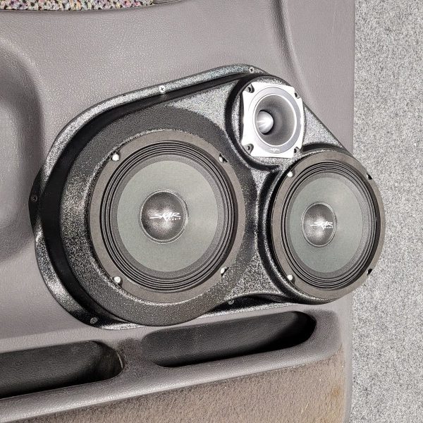 Front Door Custom Speaker Pods for the 1994-1998 Dodge Ram Ram to hold Dual 6.5 in and 3.5 in speakers for car audio installation upgrade