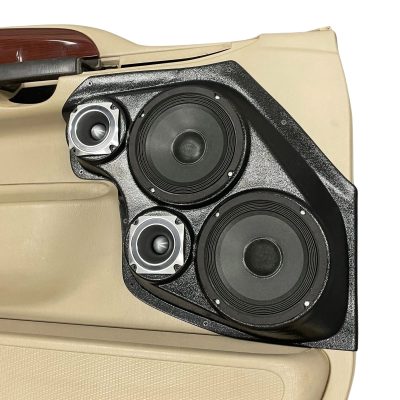 Front Door Custom Speaker Pods for the 1999-2007 Ford Excursion F-250F-350 to hold Dual 6.5 in and Dual 3.5 in speakers for car audio installation upgrade