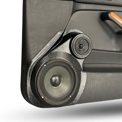 Front Door Custom Speaker Pods for the 1999-2004 Volkswagen Jetta to hold 6.5 in and 3.5 in speakers for car audio installation upgrade