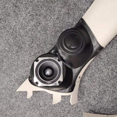 A-Pillar Custom Speaker Pods for the 2011-2023 Dodge Durango Jeep GrandCherokee to hold 3.5 in and 2.0 in speakers for car audio installation upgrade
