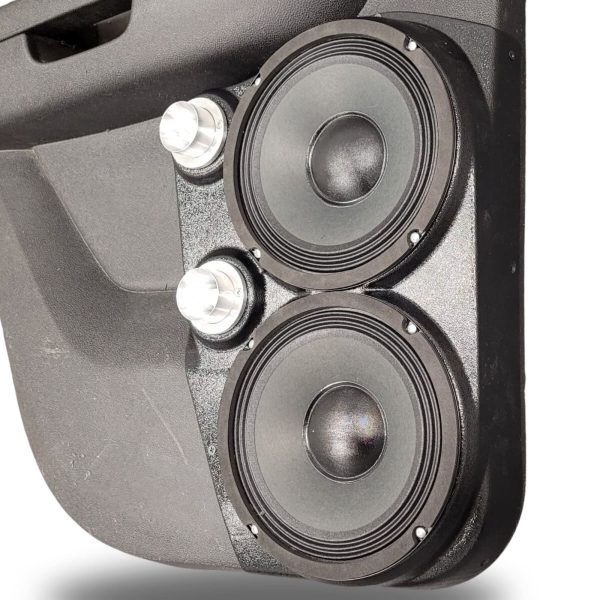 right 2 Speaker Upgrade for the Rear Door of your 2007-2014 Chevrolet Tahoe, Suburban, Avalanche, Silverado. GMC Yukon, Sierra. Cadillac Escalade. Easy installation of a Dual 8" and Dual Tweeter for the most powerful car stereo possible.