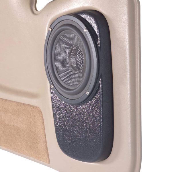 Rear Door Custom Speaker Pods for the 2000-2006 Cadillac Escalade Chevrolet Avalanche Silverado Tahoe Suburban GMC Sierra Yukon to hold 6.5 in speakers for car audio installation upgrade