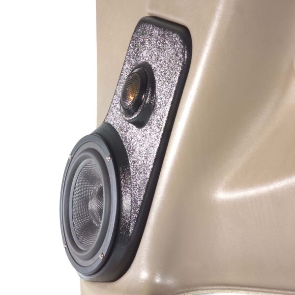Front Door Custom Speaker Pods for the 2000-2006 Cadillac Escalade Chevrolet Avalanche Silverado Tahoe Suburban GMC Sierra Yukon to hold 6.5 in and 2.0 in speakers for car audio installation upgrade