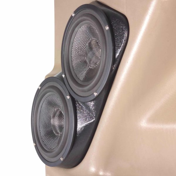 Front Door Custom Speaker Pods for the 2000-2006 Cadillac Escalade Chevrolet Avalanche Silverado Tahoe Suburban GMC Sierra Yukon to hold Dual 6.5 in speakers for car audio installation upgrade