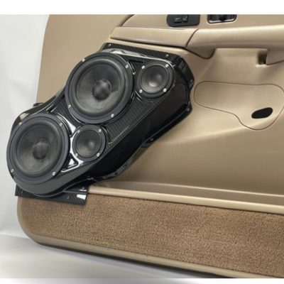 Front Door Custom Speaker Pods for the 2000-2006 Cadillac Escalade Chevrolet Avalanche Silverado Tahoe Suburban GMC Sierra Yukon to hold Dual 6.5 in and Dual 3.5 in speakers for car audio installation upgrade