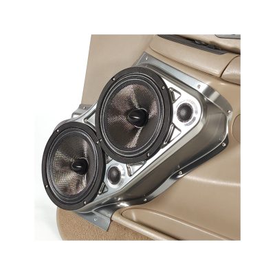 Front Door Custom Speaker Pods for the 2000-2006 Cadillac Escalade Chevrolet Avalanche Silverado Tahoe Suburban GMC Sierra Yukon to hold Dual 8.0 in and Dual 2.0 in speakers for car audio installation upgrade
