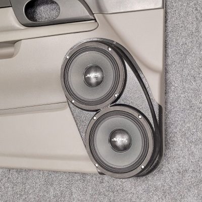 Front Door Custom Speaker Pods for the 2002-2005 GMC Envoy to hold Dual 8.0 in speakers for car audio installation upgrade