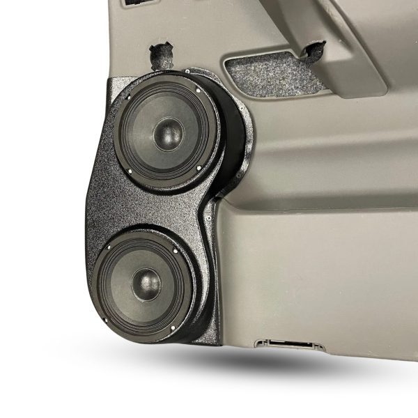 Rear Door Custom Speaker Pods for the 2004-2007 Infiniti QX56 Nissan Armada Titan to hold Dual 6.5 in speakers for car audio installation upgrade