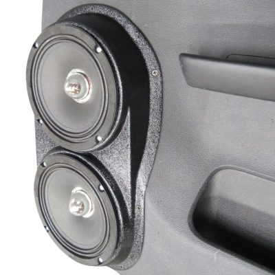 Rear Door Custom Speaker Pods for the 2007-2009 Chevrolet Silverado GMC Sierra to hold Dual 6.5 in speakers for car audio installation upgrade