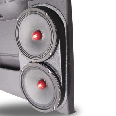 Rear Door Custom Speaker Pods for the 2007-2009 Chevrolet Silverado GMC Sierra to hold Dual 8.0 in  speakers for car audio installation upgrade