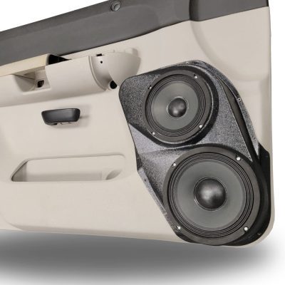 Front Door Custom Speaker Pods for the 2007-2009 Chevrolet Silverado GMC Sierra to hold 8.0 in and 6.5 in speakers for car audio installation upgrade