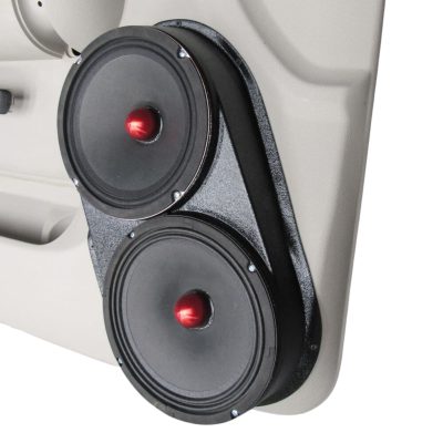 Front Door Custom Speaker Pods for the 2007-2009 Chevrolet Silverado GMC Sierra to hold Dual 8.0 in speakers for car audio installation upgrade