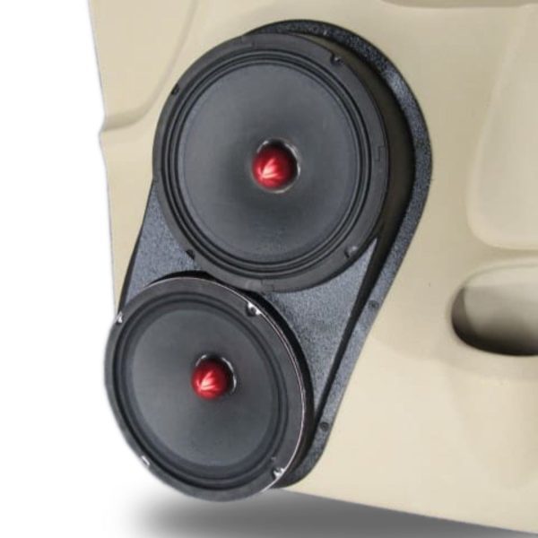 right ortho Speaker Upgrade for the Front Door of your 2007-2009 Chevrolet Tahoe, Suburban, Avalanche, Silverado. GMC Yukon, Sierra. Cadillac Escalade. Easy installation of a Dual 8" Midrange for the most powerful car stereo possible.