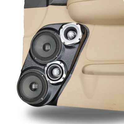 Front Door Custom Speaker Pods for the 2007-2009 Cadillac Escalade Chevrolet Avalanche Tahoe Silverado Suburban GMC Yukon Sierra to hold Dual 6.5 in and Dual 4.0 in speakers for car audio installation upgrade