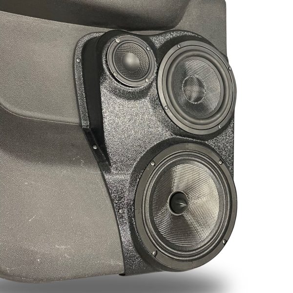 right ortho Speaker Upgrade for the Rear Door of your 2007-2014 Chevrolet Tahoe, Suburban, Avalanche, Silverado. GMC Yukon, Sierra. Cadillac Escalade. Easy installation of a 8", 6.5" Midranges plus a 3.5" Super Tweeter for the most powerful car stereo possible.