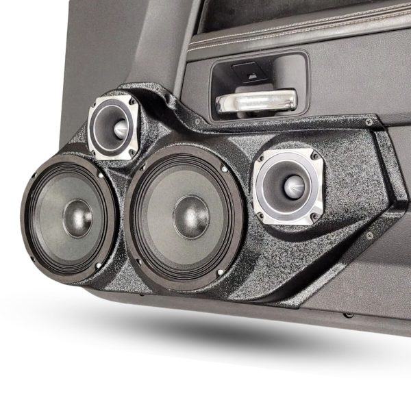 right ortho Speaker Upgrade for the Front Door of your 2008-2014 Dodge Challenger. Easy installation of a Dual 6.5" Midrange and Dual 3.5" Super Tweeter for the most powerful car stereo possible.