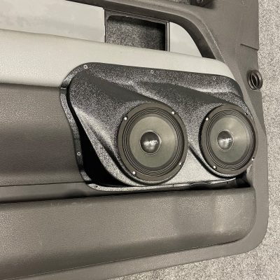 Front Door Custom Speaker Pods for the 2009-2014 Ford F-150 to hold Dual 6.5 in speakers for car audio installation upgrade