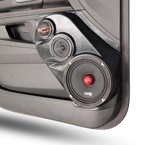 Front Door Custom Speaker Pods for the 2010-2017 Chevrolet Equinox GMC Terrain to hold 6.5 in and 3.5 in and 2.0 in speakers for car audio installation upgrade