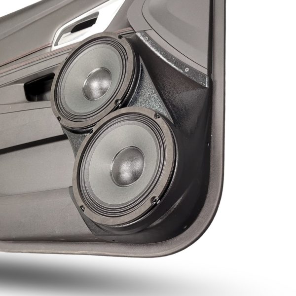 Front Door Custom Speaker Pods for the 2010-2017 Chevrolet Equinox GMC Terrain to hold Dual 8.0 in speakers for car audio installation upgrade