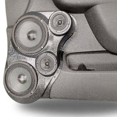 Front Door Custom Speaker Pods for the 2007-2009 Cadillac Escalade Chevrolet Avalanche Tahoe Silverado Suburban GMC Yukon Sierra to hold Dual 6.5 in and Dual 3.5 in speakers for car audio installation upgrade
