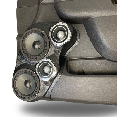 Front Door Custom Speaker Pods for the 2007-2009 Cadillac Escalade Chevrolet Avalanche Tahoe Silverado Suburban GMC Yukon Sierra to hold Dual 6.5 in and Dual 4.0 in speakers for car audio installation upgrade