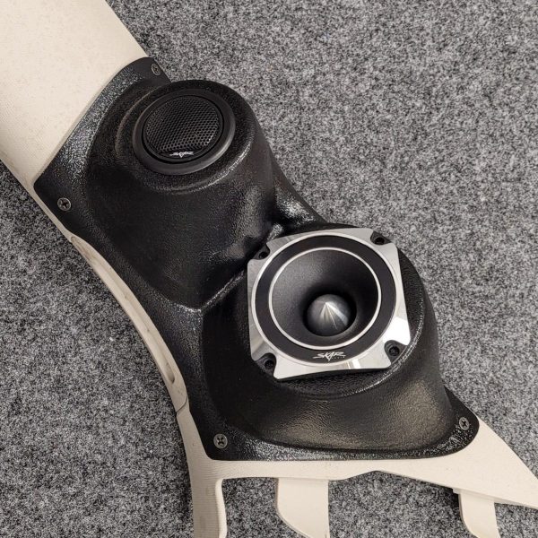 A-Pillar Custom Speaker Pods for the 2011-2023 Dodge Durango Jeep GrandCherokee to hold 3.5 in and 2.0 in speakers for car audio installation upgrade