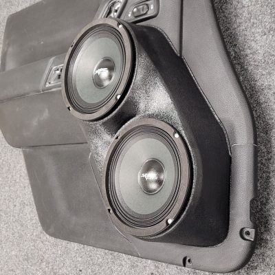 Front Door Custom Speaker Pods for the 2011-2017 Jeep Wrangler to hold Dual 6.5 in speakers for car audio installation upgrade