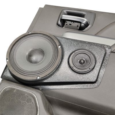 Rear Door Custom Speaker Pods for the 2014-2018 Chevrolet Silverado GMC Sierra to hold 8.0 in and 3.5 in speakers for car audio installation upgrade