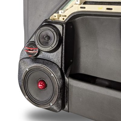 Front Door Custom Speaker Pods for the 2014-2018 Chevrolet Silverado GMC Sierra to hold 6.5 in and 3.5 in speakers for car audio installation upgrade